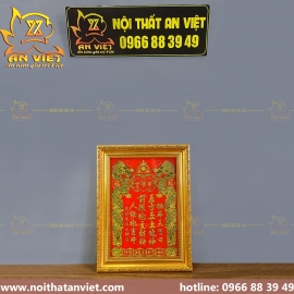 Bài vị Thần Tài Thổ Địa - Khung Gỗ Xi Vàng - BV2305