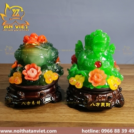 Cóc Ngậm Tiền Thiềm Thừ - Tỳ Hưu Phong Thủy - Cao 18cm - Xanh Ngọc - CTH2303