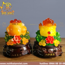 Cóc Ngậm Tiền Thiềm Thừ - Tỳ Hưu Phong Thủy - Cao 23cm - Màu Vàng - CTH2302