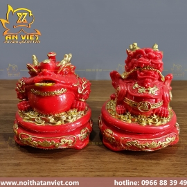 Cóc Ngậm Tiền Thiềm Thừ - Tỳ Hưu Phong Thủy Đá - Cao 12cm - Màu Đỏ - CTH2310