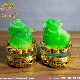 Cóc Ngậm Tiền Thiềm Thừ Cõng Bắp Cải- Tỳ Hưu Phong Thủy- Xanh-Đế Kính-CTH2314