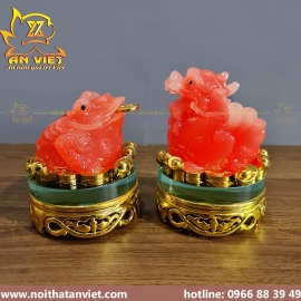 Cóc Ngậm Tiền Thiềm Thừ - Tỳ Hưu Phong Thủy - Cao 14cm - màu Đỏ - Đế Kính - CTH2316