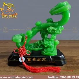 Gậy Như Ý Ngọc Phẩm tặng kèm tua rua ngọc bội - 23cm - Màu Xanh - GNY2302