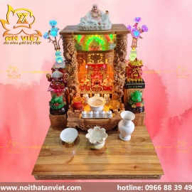 Trọn Bộ Bàn Thờ Thần Tài - Thổ Địa Gỗ Gõ Đỏ Cao Cấp Cho Không Gian Rộng Lớn