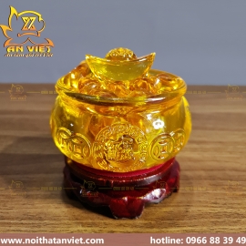 Chậu Vàng Pha Lê - Tụ Bảo Bồn Lưu Ly - Size nhỏ 10cm - HV2303