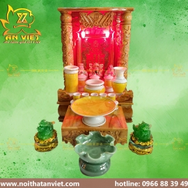 Trọn Bộ Bàn Thờ Thần Tài Thổ Địa nhỏ gọn hợp cho người Mệnh Mộc
