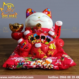 Mèo Thần Tài Vẫy Tay - Mèo Chiêu Tài - Màu Đỏ May Mắn