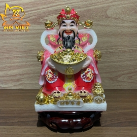 Tượng Thần Tài Phát - Tượng Thần Tiền Phú Quý Gấm [Hợp Mệnh Hỏa] - Cao 20cm
