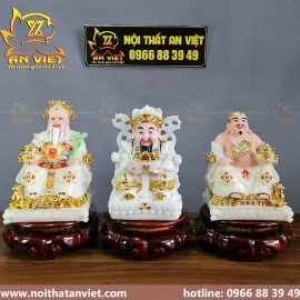 Bộ 3 Tượng Thần Tài-Thổ Địa-Thần Tiền Phú Quý TD2303 [Hợp Mệnh KIM]