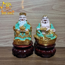Tượng Thần Tài-Thổ Địa Ánh Kim cao 15cm [Hợp Mệnh THỦY - MỘC] - Nhựa Poly - TTTD2420