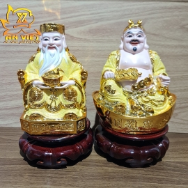 Tượng Thần Tài-Thổ Địa Ánh Kim cao 20cm [Hợp Mệnh THỔ - KIM] - Nhựa Poly - TTTD2422