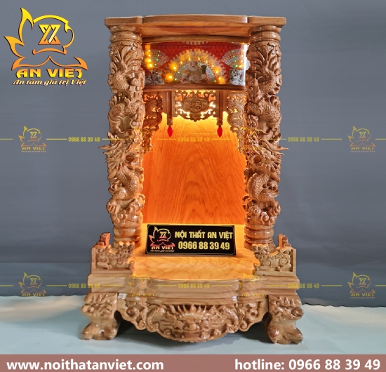 Trọn Bộ Bàn Thờ Thần Tài - Thổ Địa Gỗ Gõ Đỏ Cao Cấp Cho Không Gian Rộng Lớn