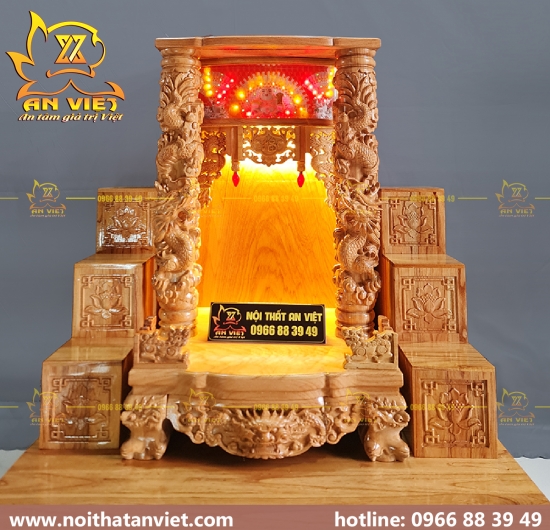 Trọn Bộ Bàn Thờ Thần Tài - Thổ Địa Gỗ Gõ Đỏ Cao Cấp Cho Không Gian Rộng Lớn