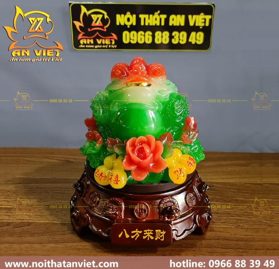 Cóc Ngậm Tiền Thiềm Thừ - Tỳ Hưu Phong Thủy - Cao 23cm - Xanh Ngọc - CTH2301