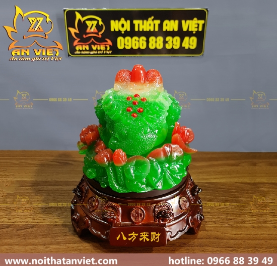 Cóc Ngậm Tiền Thiềm Thừ - Tỳ Hưu Phong Thủy - Cao 23cm - Xanh Ngọc - CTH2301
