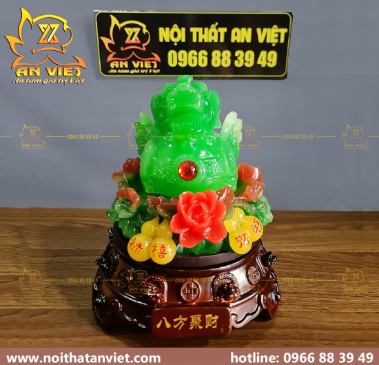 Cóc Ngậm Tiền Thiềm Thừ - Tỳ Hưu Phong Thủy - Cao 23cm - Xanh Ngọc - CTH2301
