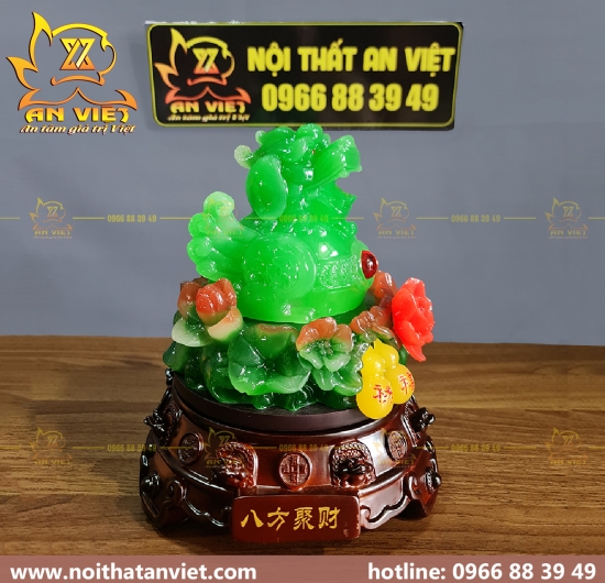 Cóc Ngậm Tiền Thiềm Thừ - Tỳ Hưu Phong Thủy - Cao 23cm - Xanh Ngọc - CTH2301