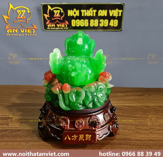 Cóc Ngậm Tiền Thiềm Thừ - Tỳ Hưu Phong Thủy - Cao 23cm - Xanh Ngọc - CTH2301