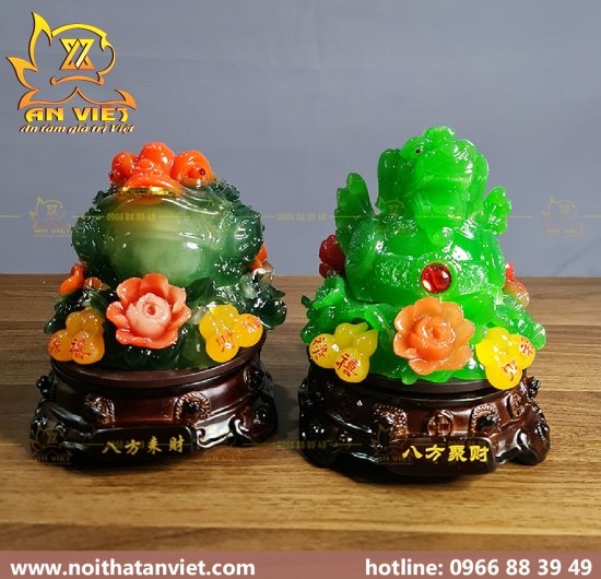 Cóc Ngậm Tiền Thiềm Thừ - Tỳ Hưu Phong Thủy - Cao 18cm - Xanh Ngọc - CTH2303