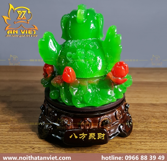 Cóc Ngậm Tiền Thiềm Thừ - Tỳ Hưu Phong Thủy - Cao 18cm - Xanh Ngọc - CTH2303