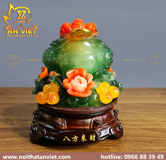 Cóc Ngậm Tiền Thiềm Thừ - Tỳ Hưu Phong Thủy - Cao 18cm - Xanh Ngọc - CTH2303