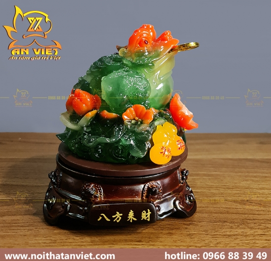 Cóc Ngậm Tiền Thiềm Thừ - Tỳ Hưu Phong Thủy - Cao 18cm - Xanh Ngọc - CTH2303