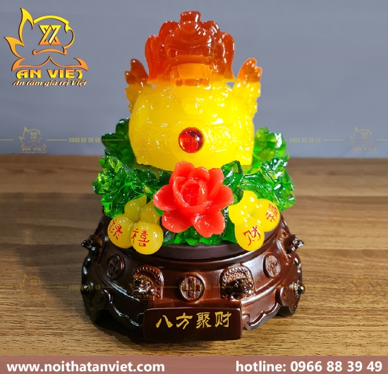 Cóc Ngậm Tiền Thiềm Thừ - Tỳ Hưu Phong Thủy - Cao 23cm - Màu Vàng - CTH2302