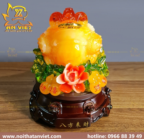 Cóc Ngậm Tiền Thiềm Thừ - Tỳ Hưu Phong Thủy - Cao 23cm - Màu Vàng - CTH2302