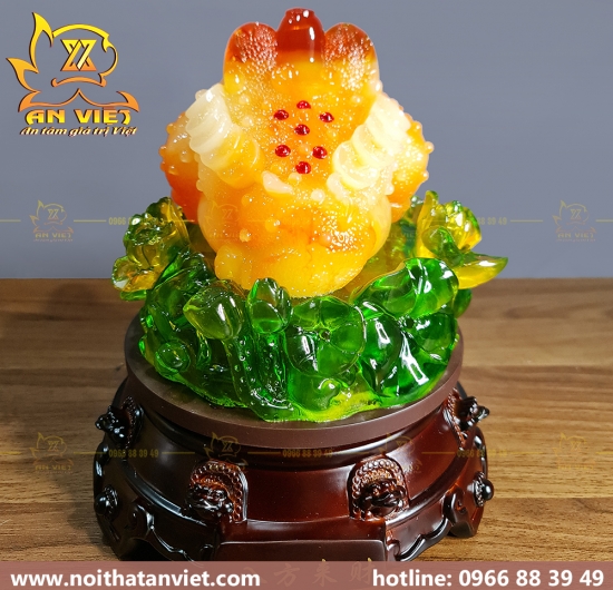 Cóc Ngậm Tiền Thiềm Thừ - Tỳ Hưu Phong Thủy - Cao 23cm - Màu Vàng - CTH2302