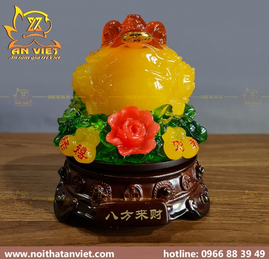 Cóc Ngậm Tiền Thiềm Thừ - Tỳ Hưu Phong Thủy - Cao 18cm - Màu Vàng - CTH2304