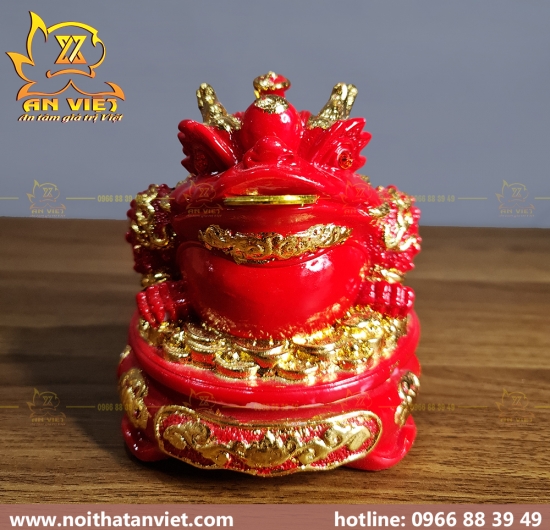 Cóc Ngậm Tiền Thiềm Thừ - Tỳ Hưu Phong Thủy Đá Đỏ - Cao 16cm - Loại Vip - CTH2305