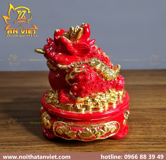 Cóc Ngậm Tiền Thiềm Thừ - Tỳ Hưu Phong Thủy Đá Đỏ - Cao 16cm - Loại Vip - CTH2305