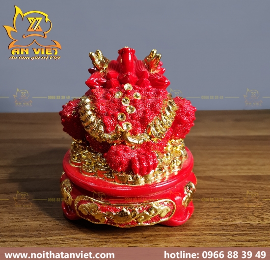 Cóc Ngậm Tiền Thiềm Thừ - Tỳ Hưu Phong Thủy Đá Đỏ - Cao 16cm - Loại Vip - CTH2305