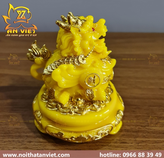Cóc Ngậm Tiền Thiềm Thừ - Tỳ Hưu Phong Thủy Đá - Cao 12cm - Màu Vàng - CTH2307