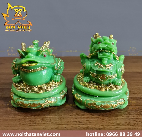 Cóc Ngậm Tiền Thiềm Thừ - Tỳ Hưu Phong Thủy Đá - Cao 12cm - Màu Xanh - CTH2308