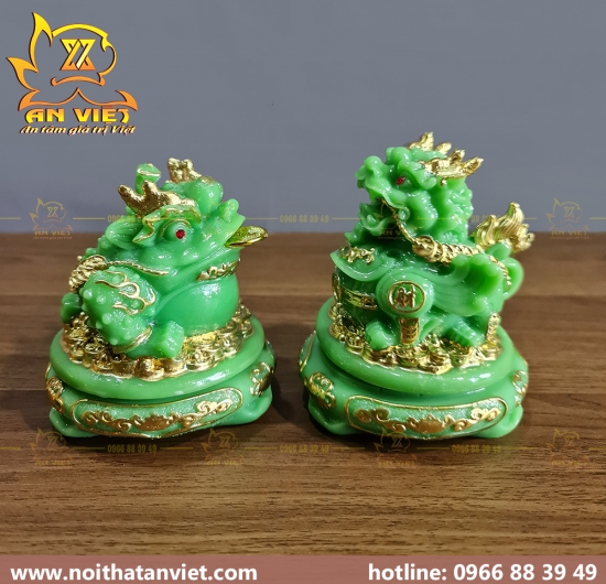 Cóc Ngậm Tiền Thiềm Thừ - Tỳ Hưu Phong Thủy Đá - Cao 12cm - Màu Xanh - CTH2308