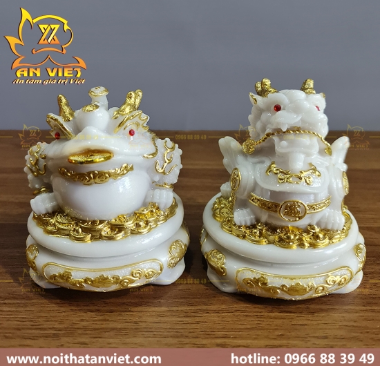 Cóc Ngậm Tiền Thiềm Thừ - Tỳ Hưu Phong Thủy Đá - Cao 12cm - Màu Trắng - CTH2309