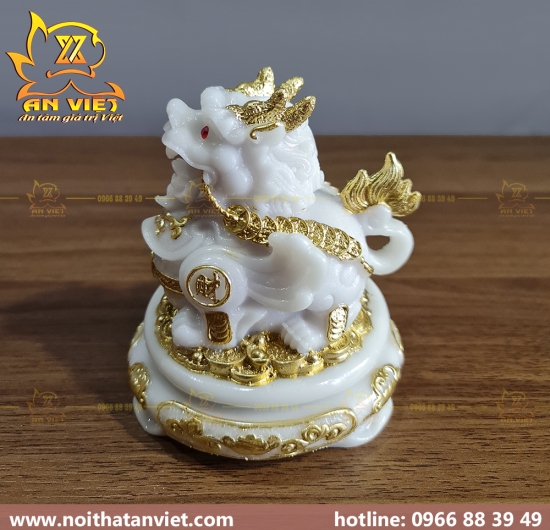 Cóc Ngậm Tiền Thiềm Thừ - Tỳ Hưu Phong Thủy Đá - Cao 12cm - Màu Trắng - CTH2309
