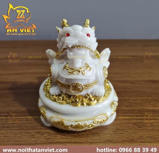 Cóc Ngậm Tiền Thiềm Thừ - Tỳ Hưu Phong Thủy Đá - Cao 12cm - Màu Trắng - CTH2309