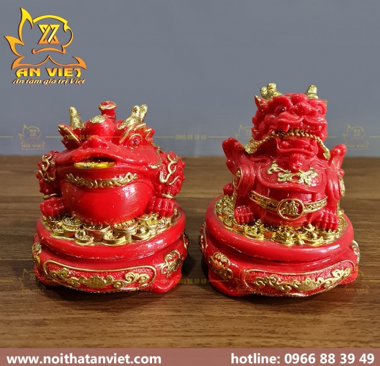 Cóc Ngậm Tiền Thiềm Thừ - Tỳ Hưu Phong Thủy Đá - Cao 12cm - Màu Đỏ - CTH2310