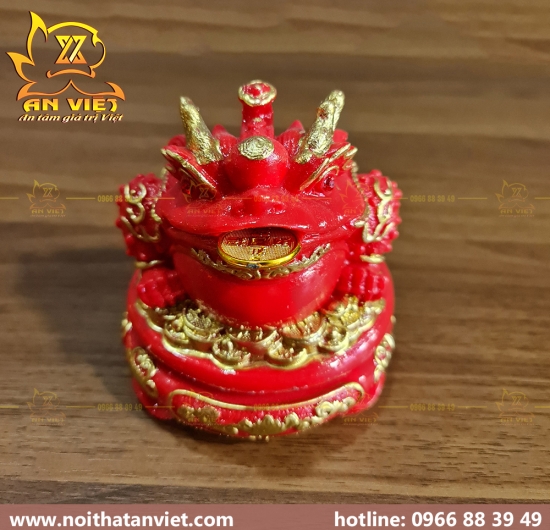 Cóc Ngậm Tiền Thiềm Thừ - Tỳ Hưu Phong Thủy Đá - Cao 12cm - Màu Đỏ - CTH2310