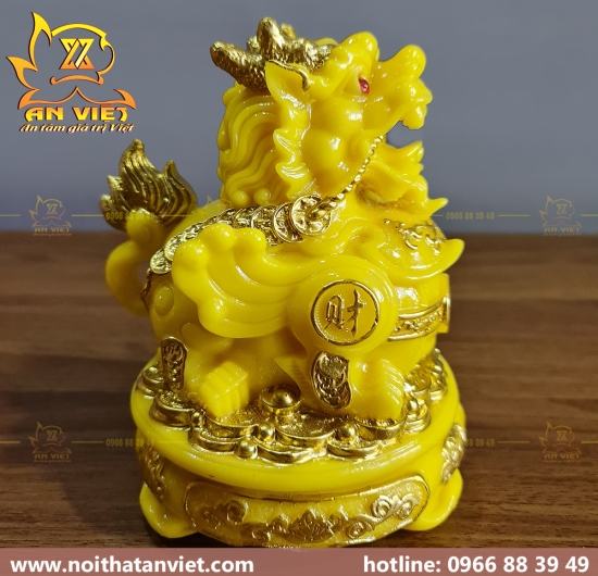Cóc Ngậm Tiền Thiềm Thừ - Tỳ Hưu Phong Thủy Đá - Cao 15cm - Vàng - CTH2312