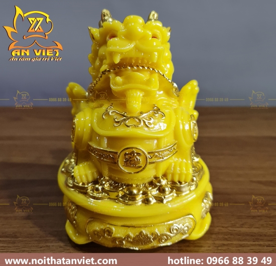 Cóc Ngậm Tiền Thiềm Thừ - Tỳ Hưu Phong Thủy Đá - Cao 15cm - Vàng - CTH2312
