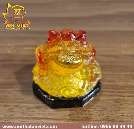 Cóc Ngậm Tiền Thiềm Thừ - Cao 8cm - Đế Gỗ - CTH2319