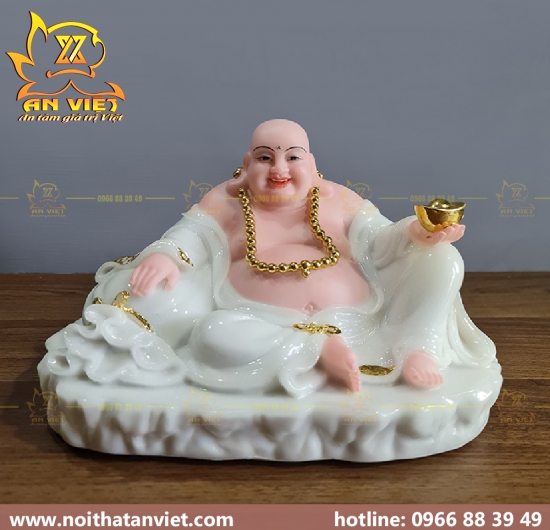 Tượng Phật Di Lặc cầm thỏi vàng - ngang 30cm - PDL2301