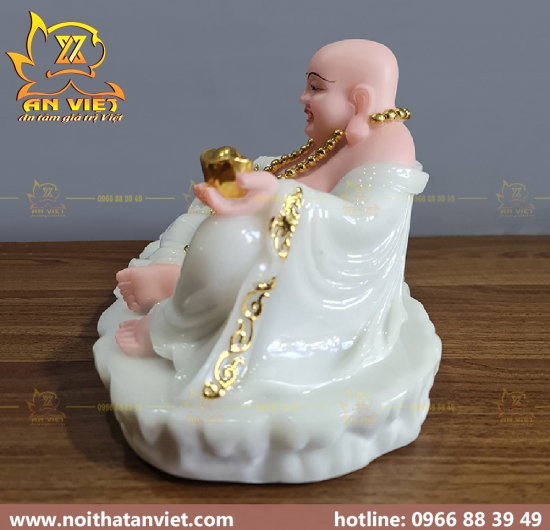 Tượng Phật Di Lặc cầm thỏi vàng - ngang 30cm - PDL2301