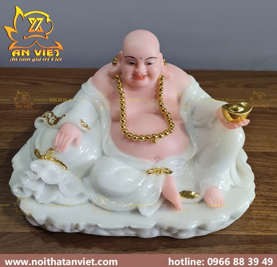 Tượng Phật Di Lặc cầm thỏi vàng - ngang 30cm - PDL2301