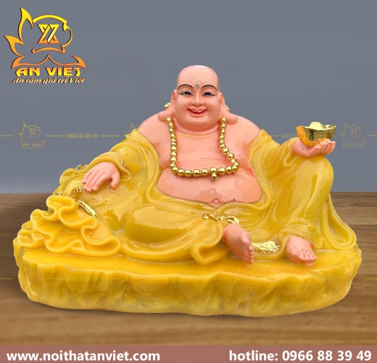 Tượng Phật Di Lặc cầm thỏi vàng - ngang 30cm - PDL2301