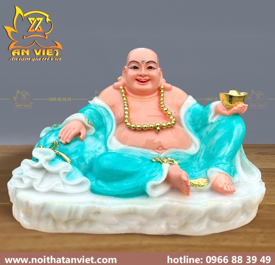 Tượng Phật Di Lặc cầm thỏi vàng - ngang 30cm - PDL2301