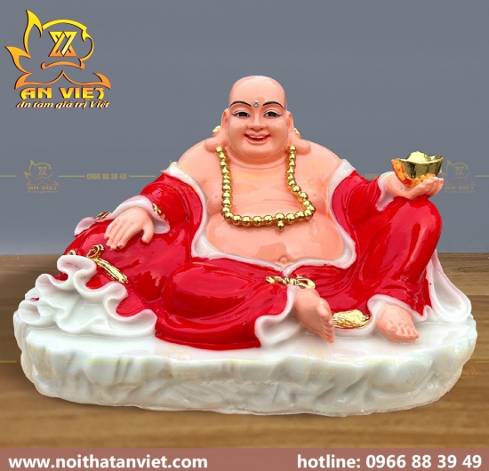 Tượng Phật Di Lặc cầm thỏi vàng - ngang 30cm - PDL2301